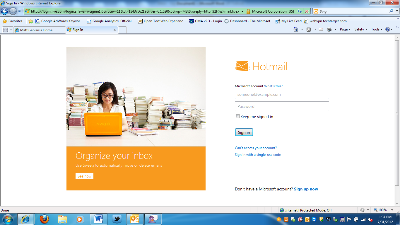 how do i change my password for my microsoft hotmail account