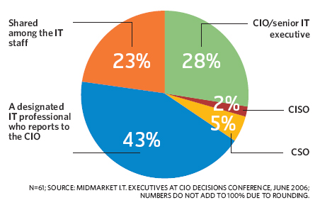 Who oversees the IT security function?