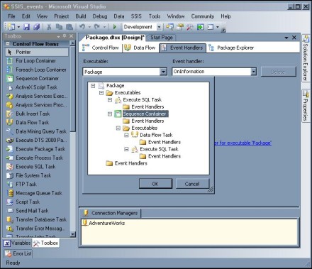 Five Steps To Event Handlers In Sql Server Integration Services Ssis