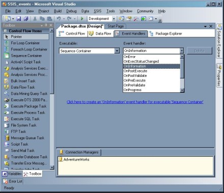 Five Steps To Event Handlers In Sql Server Integration Services Ssis