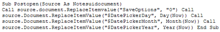 Code to use in Queryopen event
