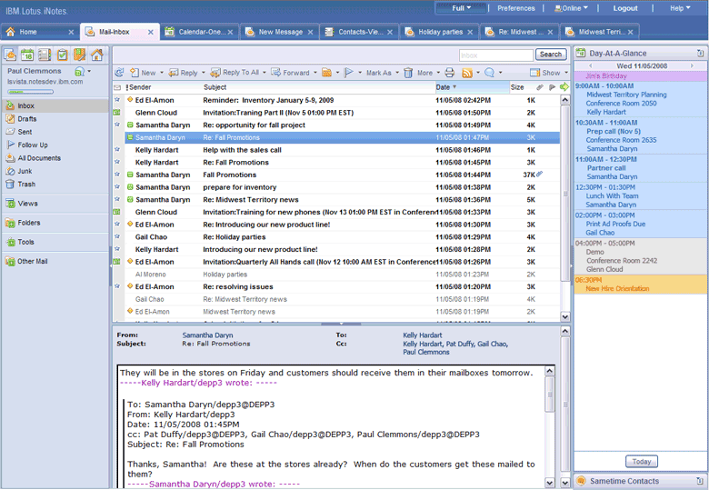 Figure 1. The Lotus Notes 8.5 iNotes full email client (Source: IBM ...