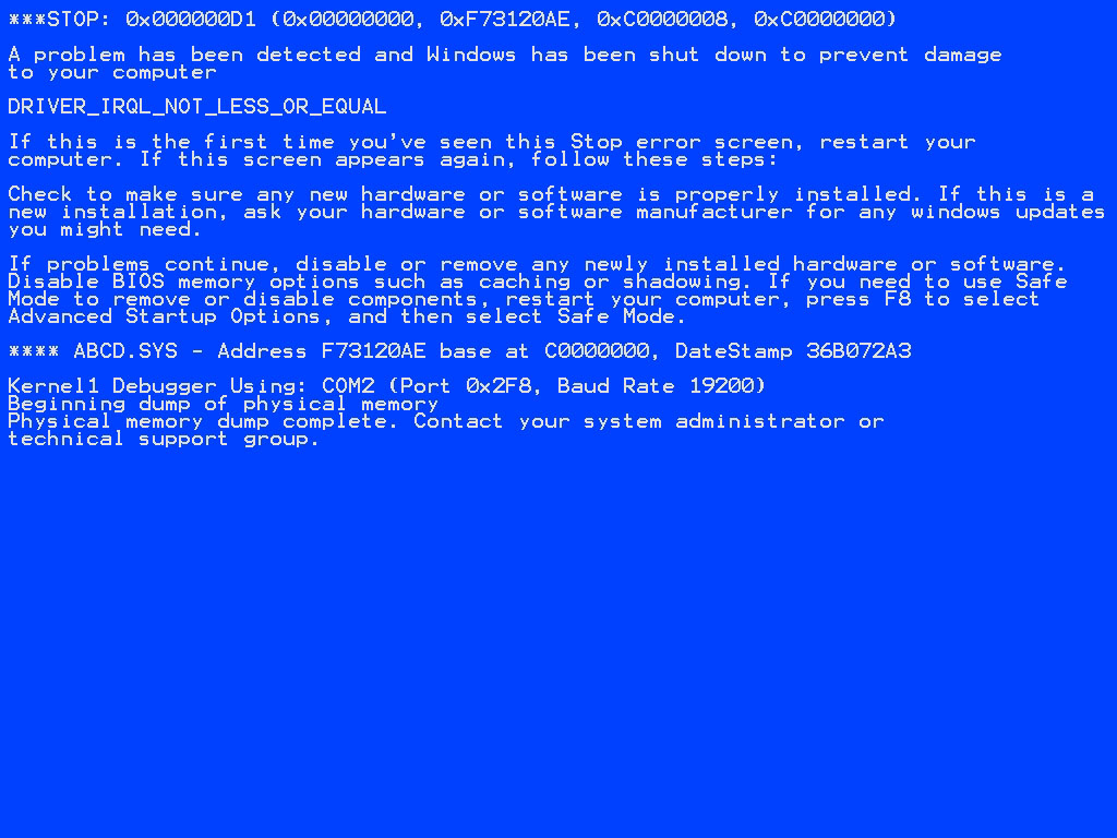 Gallery For > Blue Screen Of Death Windows Xp