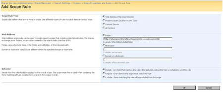 add a SharePoint 2007 scope rule to a new custom global search scope