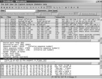 Wireshark using contrasting colors to show different kinds of data frames.