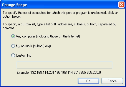 Change Scope Windows Xp Firewall Setting