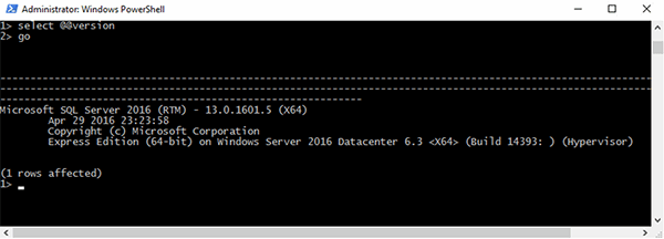 SQLCMD connects to the container