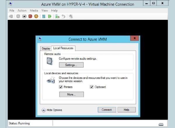 Users may redirect local resources when running a Hyper-V Enhanced Session Mode.