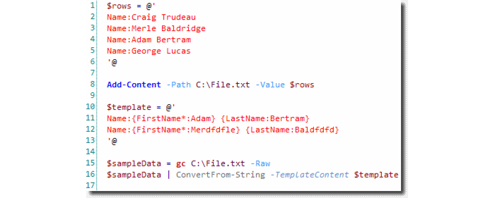 上图为命令分析案例，这段代码编写了一个文本文件，之后用ConvertFrom-String进行了结构分析。