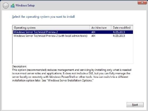 图2. 安装Windows Server 2016系统时，微软推荐不要安装本地管理工具