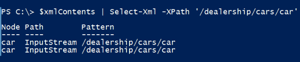图3. 使用Select-Xml和XPath参数读取XML文件