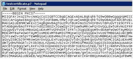 Notepad certificate file