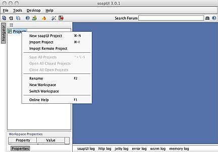 Figure 1: Creating a new project in soapUI.