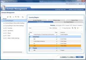 Figure 1. The Domain Values tab of the SQL Server Data Quality Services client application shows the specific values stored within the domain.