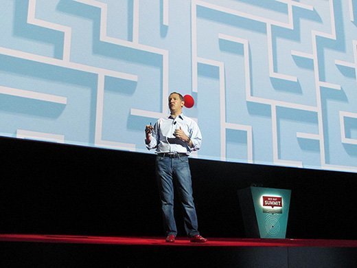 CEO Jim Whitehurst speaks during a keynote address at the Red Hat Summit in Boston on Wednesday.