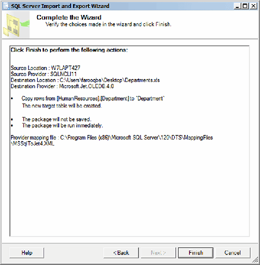 Complete the Wizard (Import)