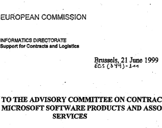 EC Informatics - Report to Advisory Committee on Contracts concerning Microsoft - 21 JUN 1999 - Splash.png