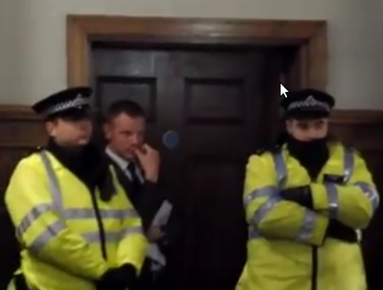 Barnet council Cabinet meeting flees from protesters to panic room - 6 DEC 2012.png