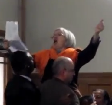Little grey-haired old lady going mental diairner Barnet council offices - 6 DEC 2012.png
