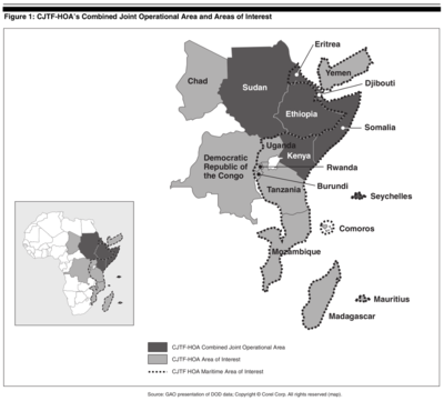 CJTF-HOA - Combined Joint Task Force Horn of Africa - Operational Area and Areas of Interest - GAO - 2011.png