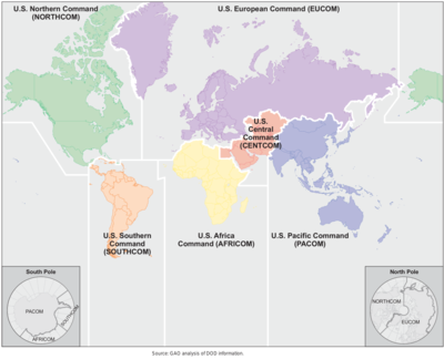 US Military Command regions - GAO - Defense Headquarters - 2013.png