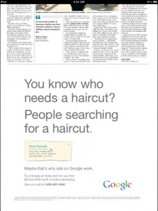 Google newspaper ad
