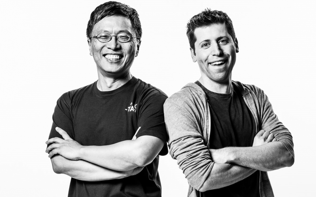 Harry Shum, Microsoft AI and Research Group executive vice president, and Sam Altman, co-chair of OpenAI. (Photo by Brian Smale)