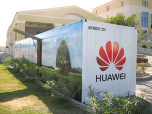 Huawei Shenzen HQ: even the shipping containers come with chrome panelling and flip up doors
