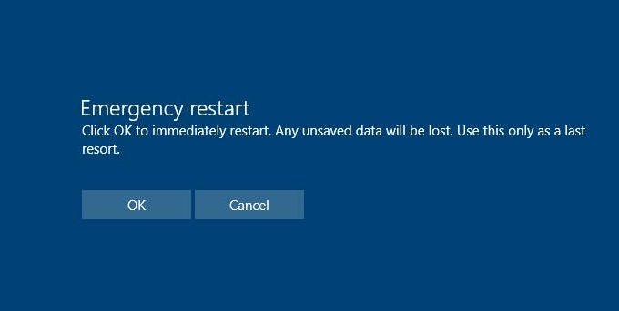 Emergency Restart Windows 10 - Windows Enterprise Desktop