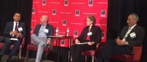 Seated L-R: Chetan Gavankar (moderator) managing director at KPMG Cyber; Michael Ellis CFO at Flywire; Elizabeth Boland, CFO at Bright Horizons Family Solutions and Josh Siegel CFO at CyberArk