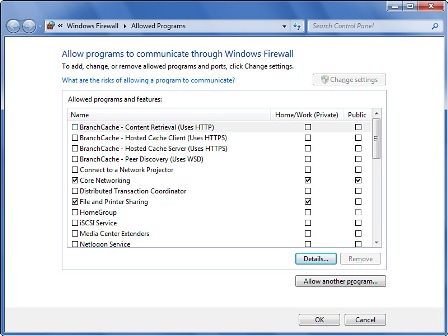 Windows Firewall's Allowed Programs