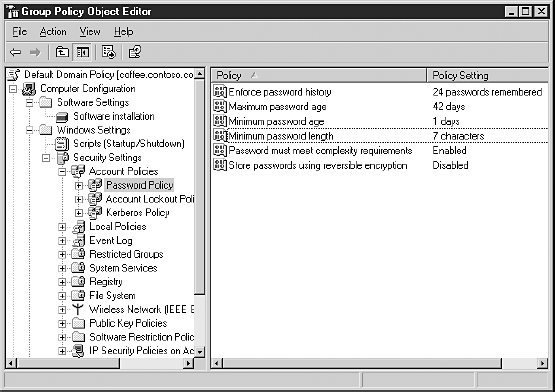 default windows password policy