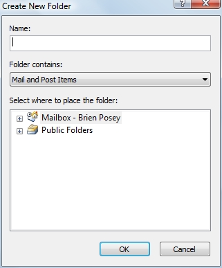 Create a new Microsoft Outlook folder to correspond to a SharePoint site