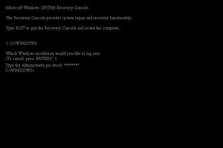 use windows recovery console xp