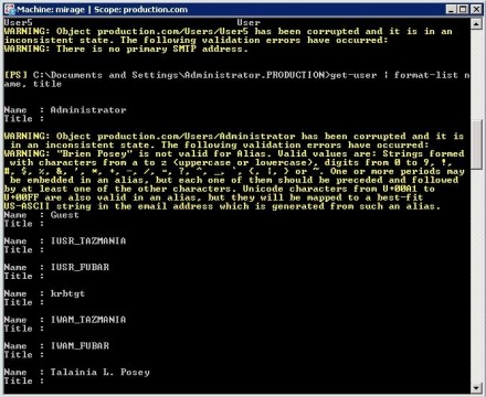 Exchange Management Shell Get-User command