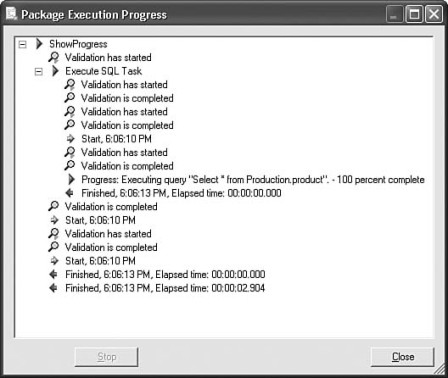Figure 16-52: The report on the DataTransfer package.