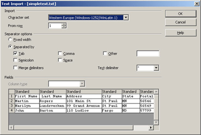 openoffice database