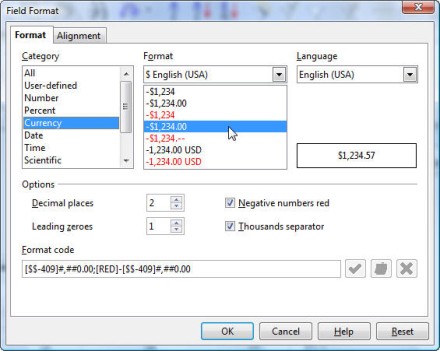 OpenOffice formatting query