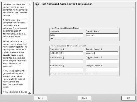 Setting Up A Suse Linux 10 Host Name And Dns Addresses