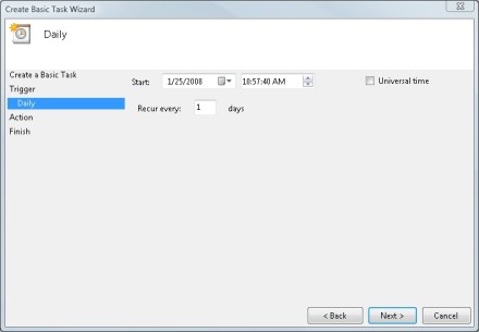 Here is where you must give Windows a little more information about the trigger.