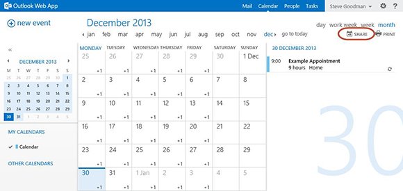 How to share calendars in Exchange 2013