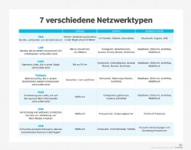 Abbildung 1: Tabellarischer Vergleich der Gemeinsamkeiten und Unterschiede zwischen den verschiedenen Netzwerktypen.