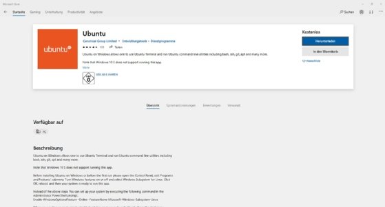 Abbildung 3: Mit dem Klick auf den Herunterladen-Button startet die Installation der Linux-Distribution.