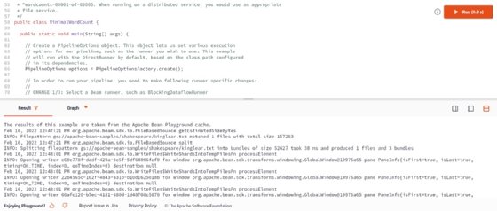Abbildung 1: Erstellen eines neuen Apache Beam-Projektes im Beam Playground.