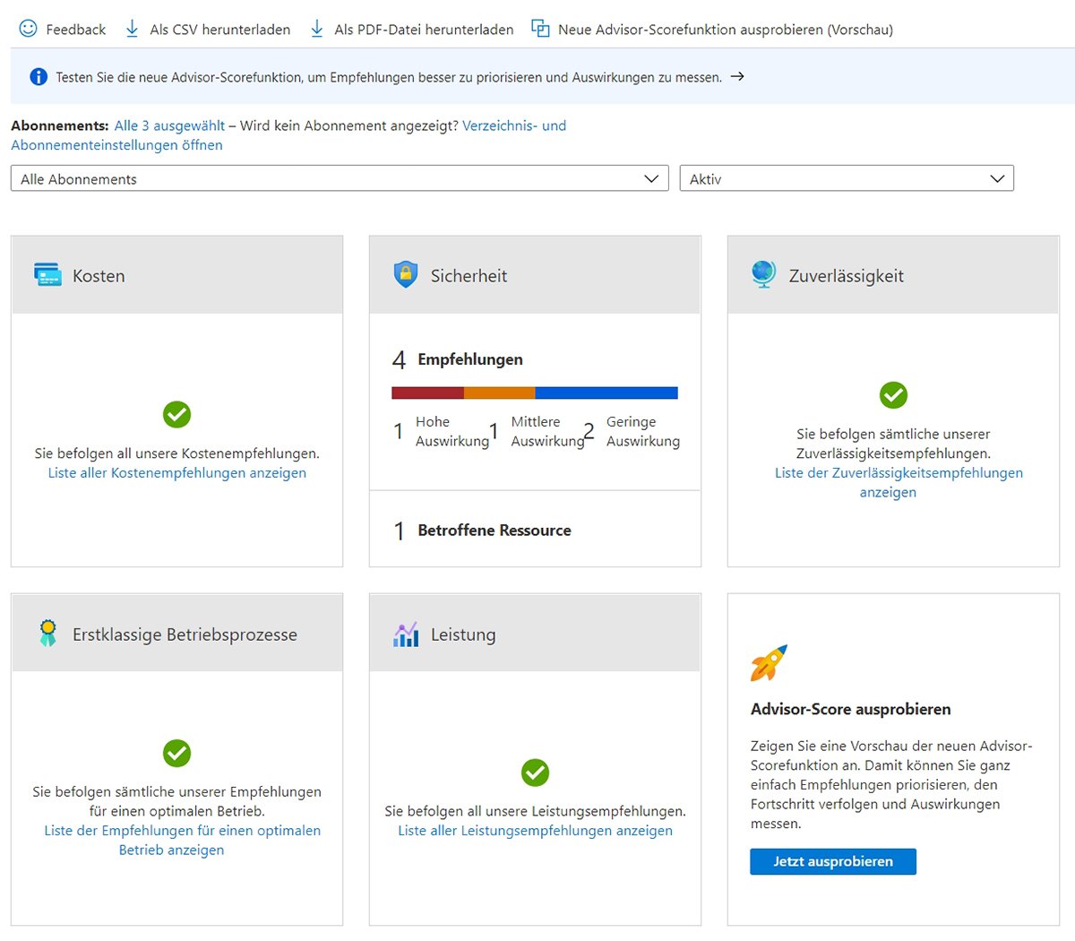 Azure advisor dienste mit bordmitteln optimieren computer weekly