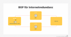 Abbildung 1: Diese Grafik veranschaulicht, wie sich BGP für Redundanz beim Traffic ins Internet nutzen lässt.