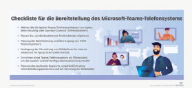 Abbildung 1: Befolgen Sie diese Schritte bei der Planung der Bereitstellung eines Microsoft Teams-Telefonsystems.