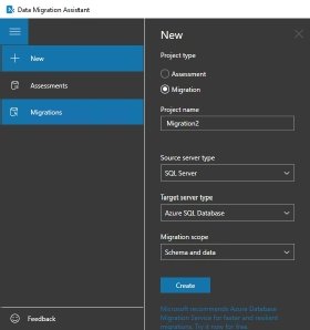Abbildung 2: Ein neues Projekt im Data Migration Assistant (DMA) anlegen.