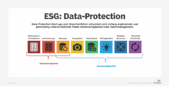 Abbildung 1: Data Protection setzt sich aus verschiedenen Segmenten zusammen, die wiederum in Datenmanagement und Datenverfügbarkeit unterteilt sind.