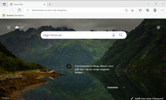 Abbildung 1: Die Startseite von Edge Chromium ähnelt der von Google Chrome stark.